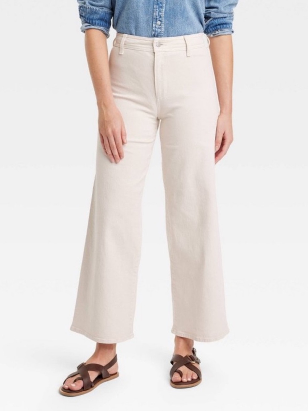 Universal Thread Women's High-Rise Sailor Wide Leg Ankle Jeans - Khaki 12 or 14